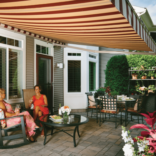 open roll retractable awning with premium fabric and valence