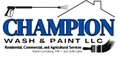 A logo for champion wash and paint llc residential commercial and agricultural services