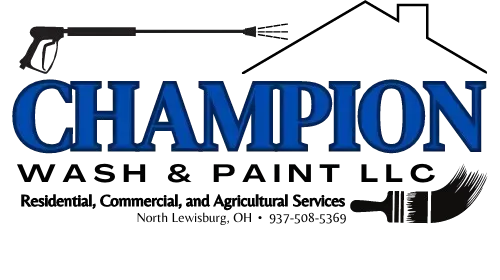 A logo for champion wash and paint llc residential commercial and agricultural services