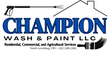 A logo for champion wash and paint llc residential commercial and agricultural services