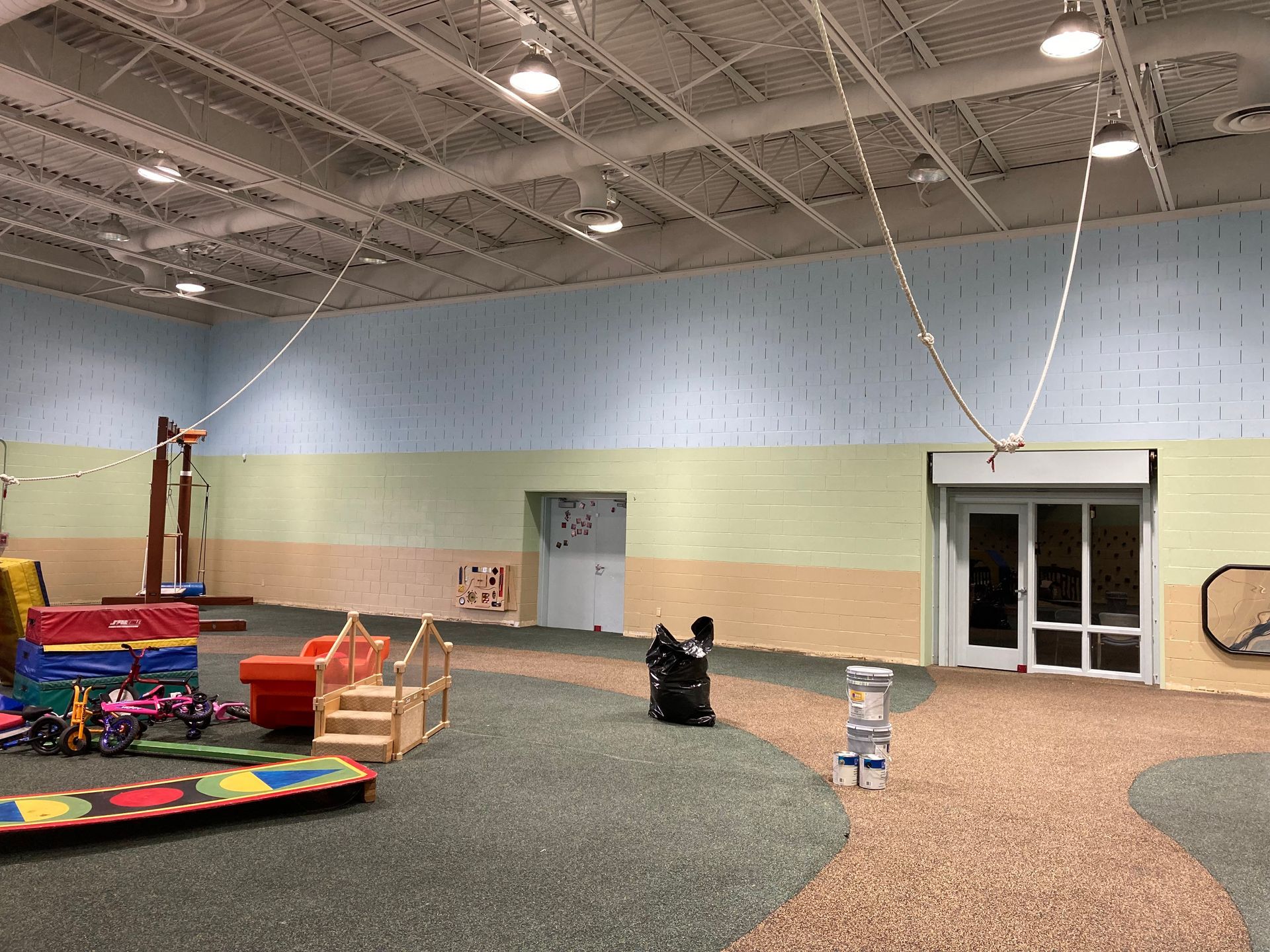 A large room with a lot of toys in it.