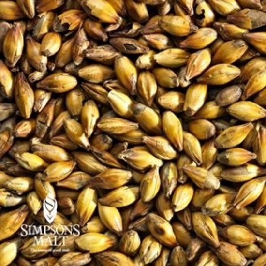 A close up of a pile of simpsons malt grains