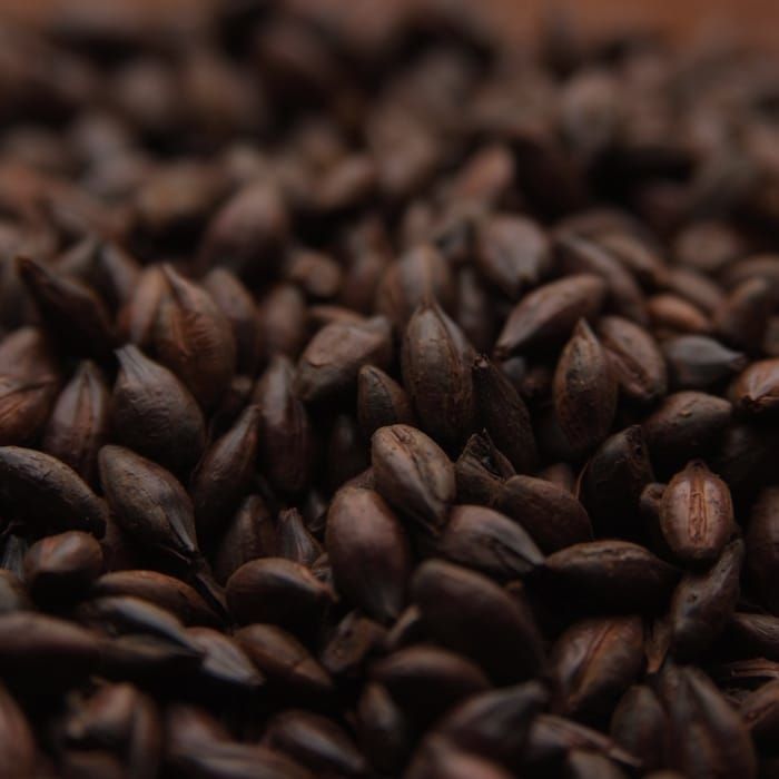A close up of a pile of brown grains on a table.