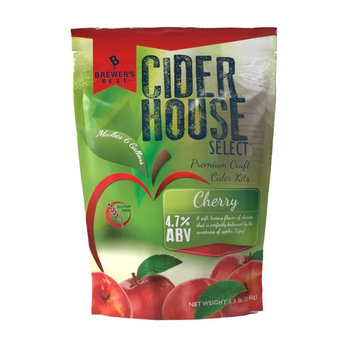 A bag of cider house select cherry cider kits