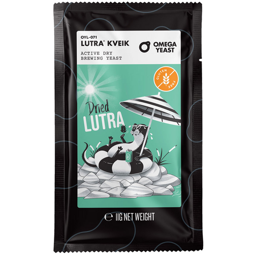 A bag of dried lutra omega yeast with a picture of an otter on it.