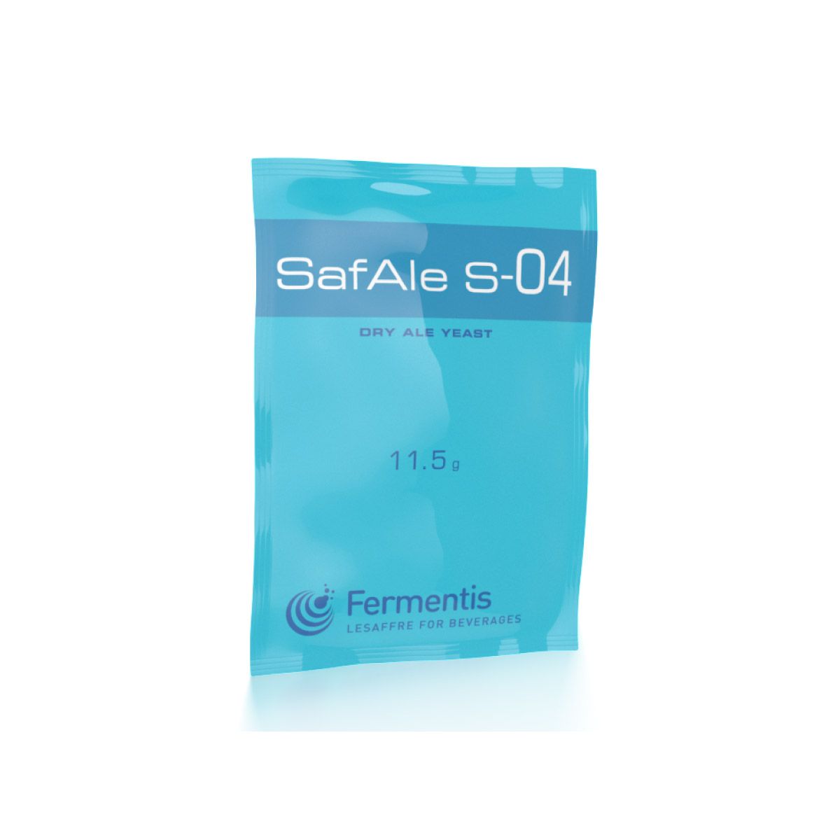 A blue bag of safale s-04 is on a white surface