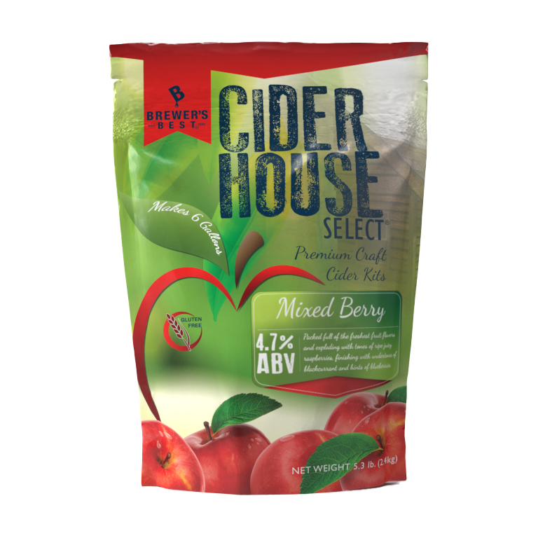 A bag of cider house select mixed berry cider kit