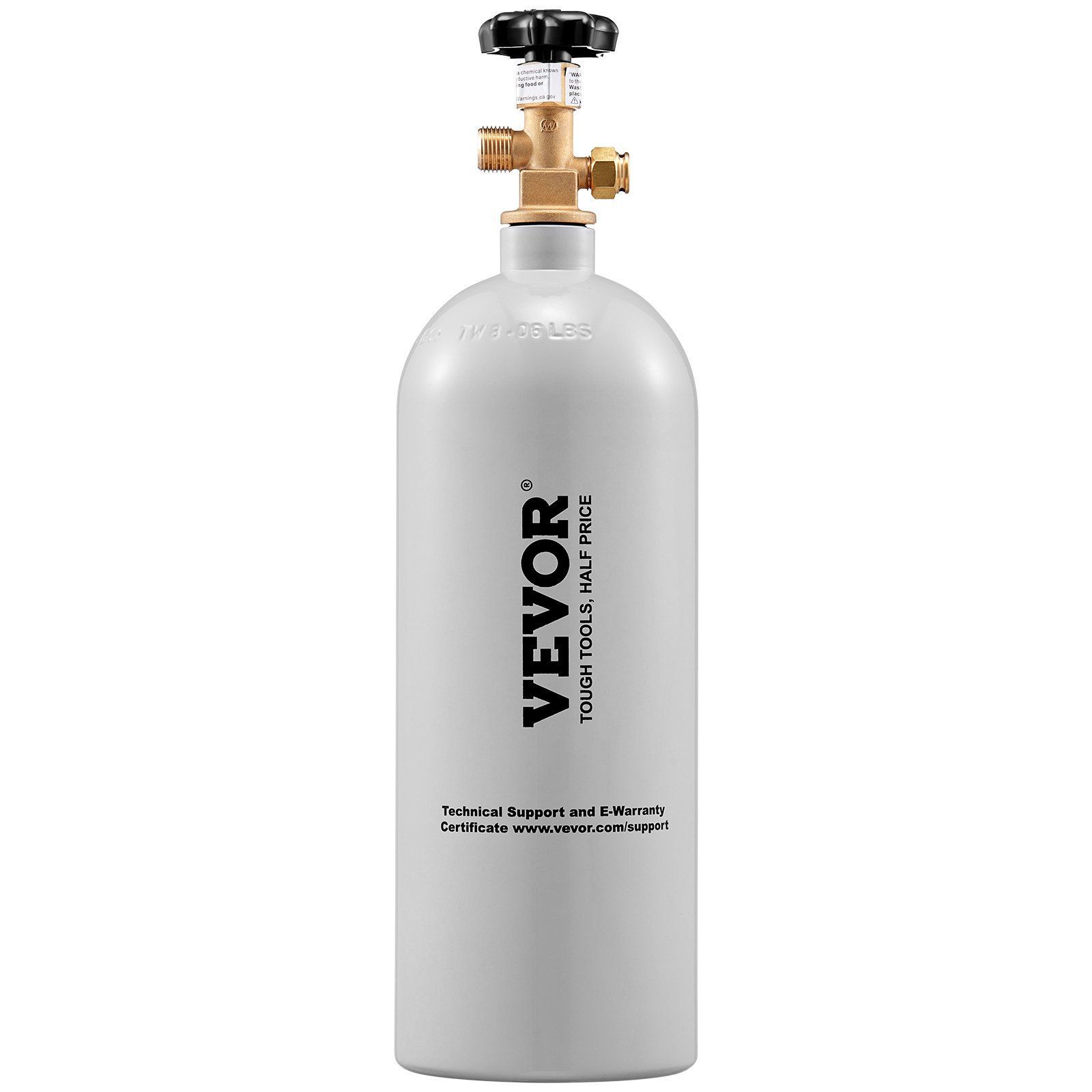 A bottle of vevor gas with a valve on top of it