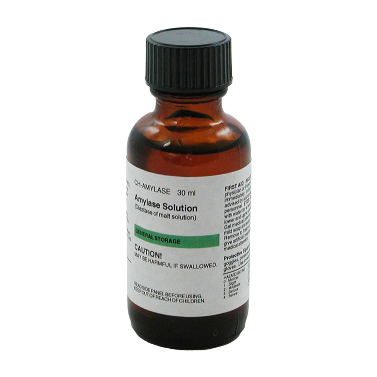 A brown bottle with a white label that says ' solution ' on it
