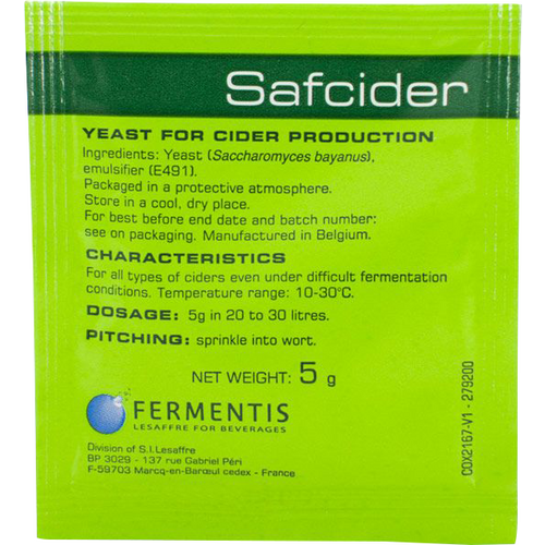 A package of safcider yeast for cider production