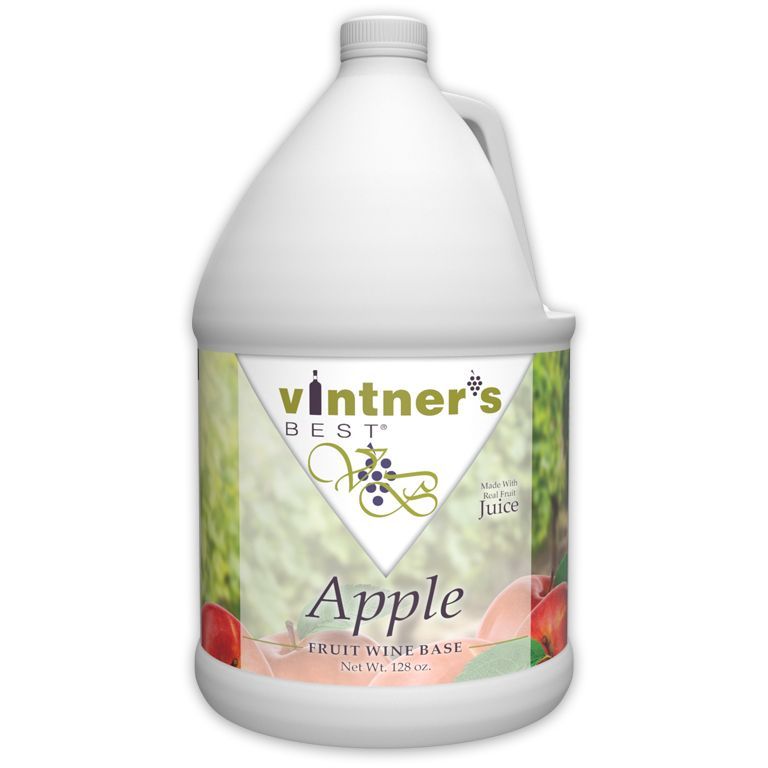 A gallon of apple juice with a handle on a white background.