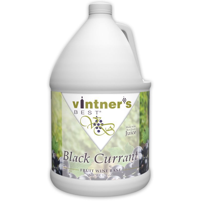 A gallon of vintners best black currant fruit wine base.