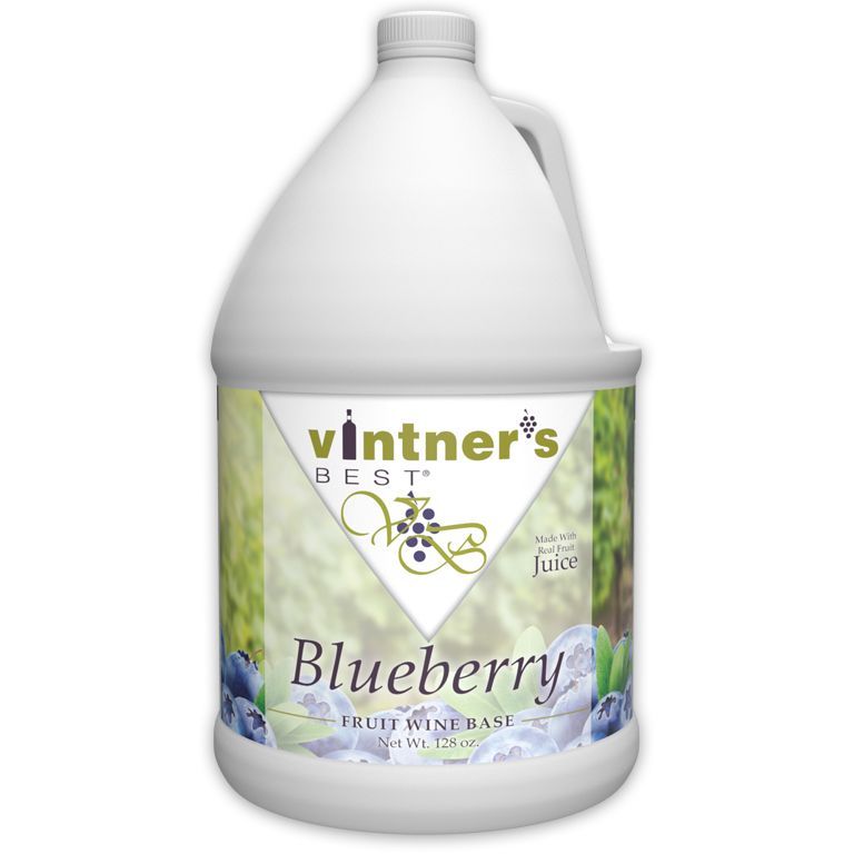 A gallon of blueberry fruit vinegar on a white background.