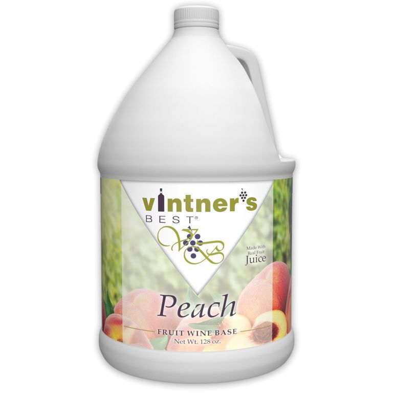 A gallon of vintners best peach fruit wine base
