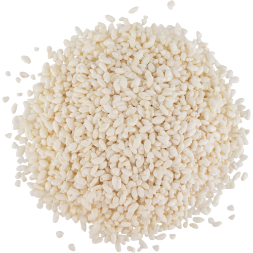 A pile of white rice on a white background.