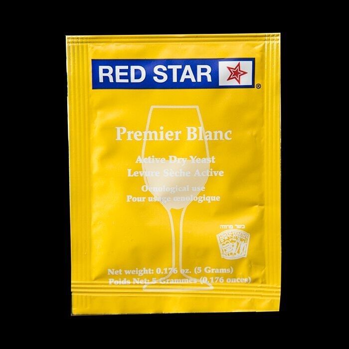 A yellow bag of red star premier blanc yeast