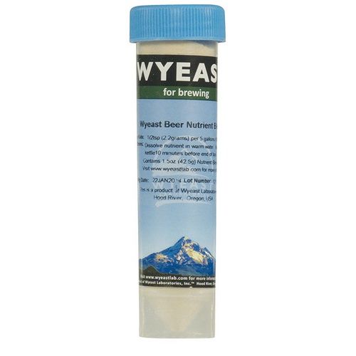 A bottle of wyeas for brewing yeast beer nutrients