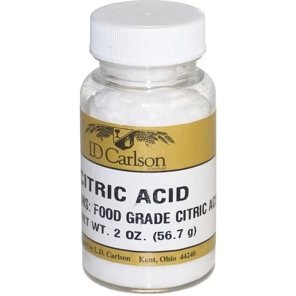 A bottle of citric acid from id carlson