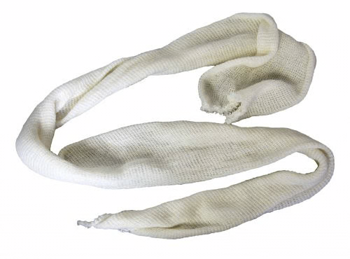 A close up of a white scarf on a white background