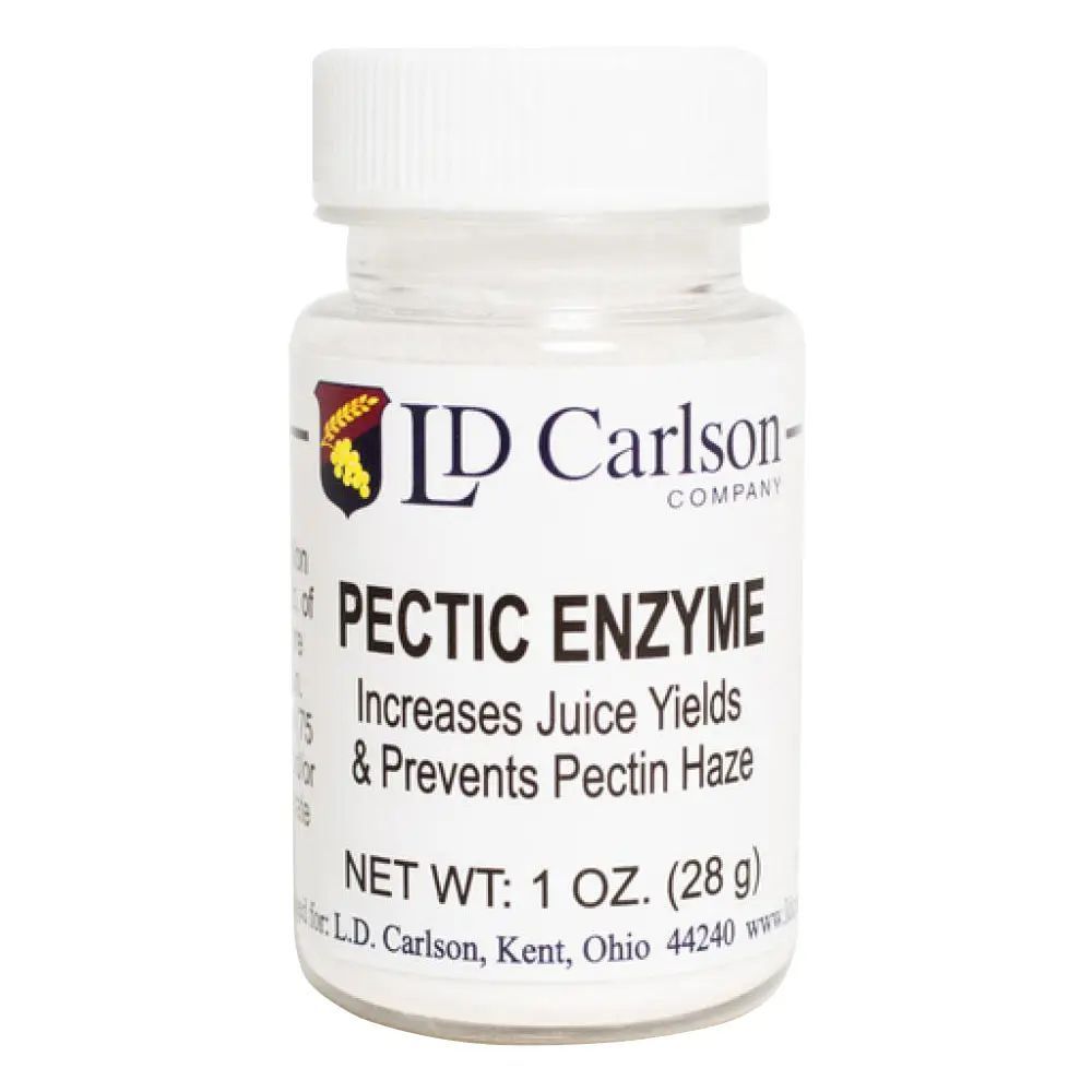 A bottle of pectic enzyme increases juice yields and prevents pectin haze