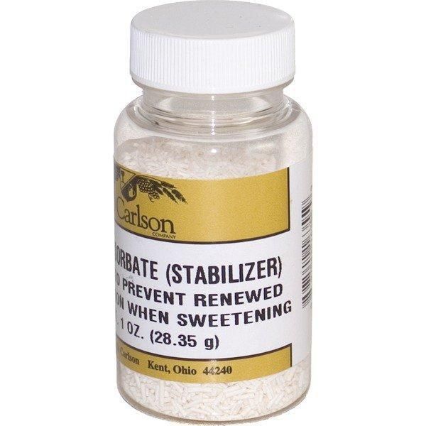 A bottle of carlson carbonate stabilizer that prevents renewed when sweetening