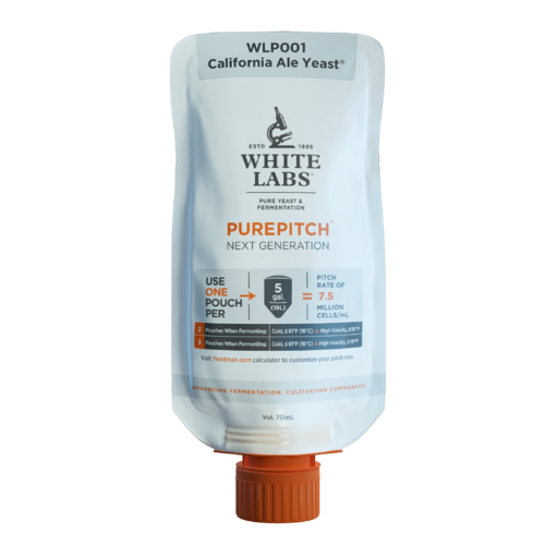 White Labs PurePitch pouch, California Ale Yeast, orange nozzle.