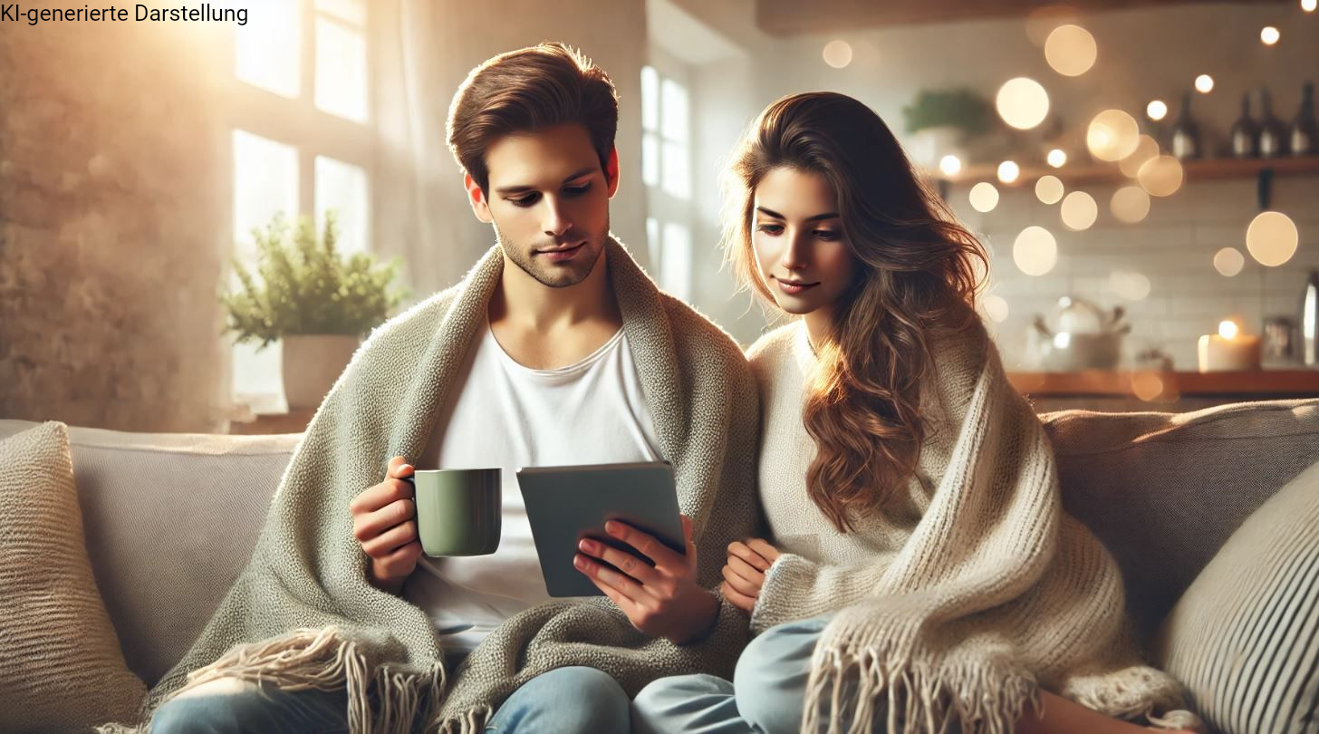 junges paar mit tablet auf sofa in gemütlicher atmosphäre für blogartikel zur arbeitsunfähigkeitsklausel 