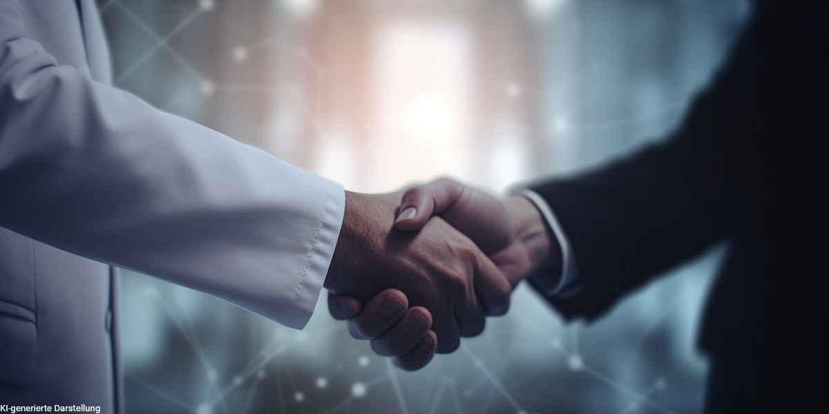 krankentagegeld: handshake zw. arzt und berater für die verbindung von berufsunfähigkeits- und krankenversicherung 