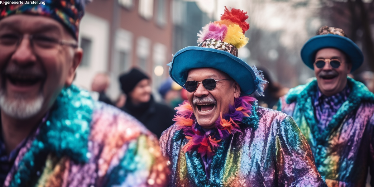 Fröhliche Karnevalisten in der Düsseldorfer Altstadt