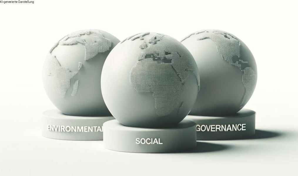 3 Globusse gekennzeichnet mit Environmental, Social & Governance für nachhaltige Kapitalanlagen