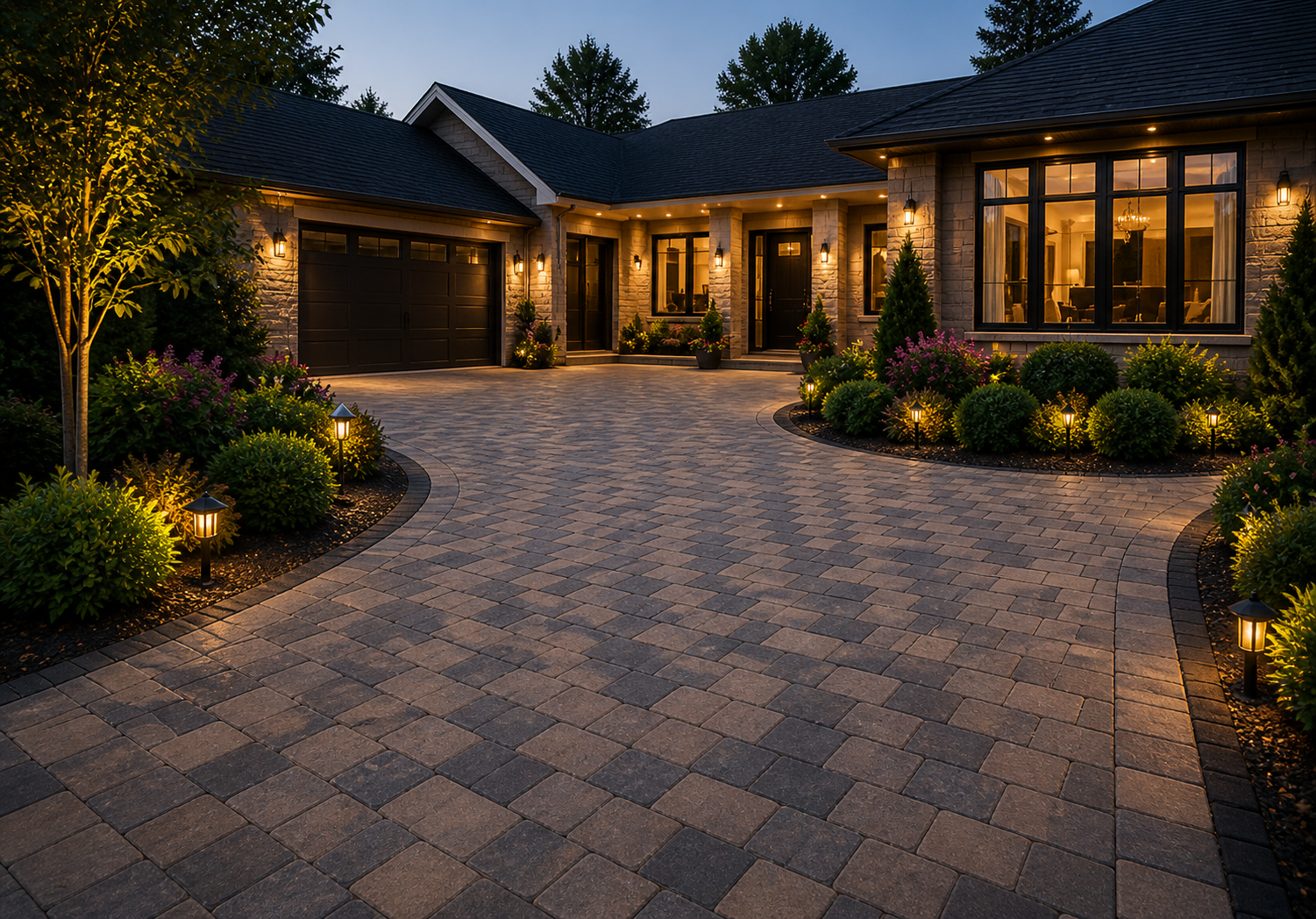 Restored block paving driveway even and refreshed after renovation