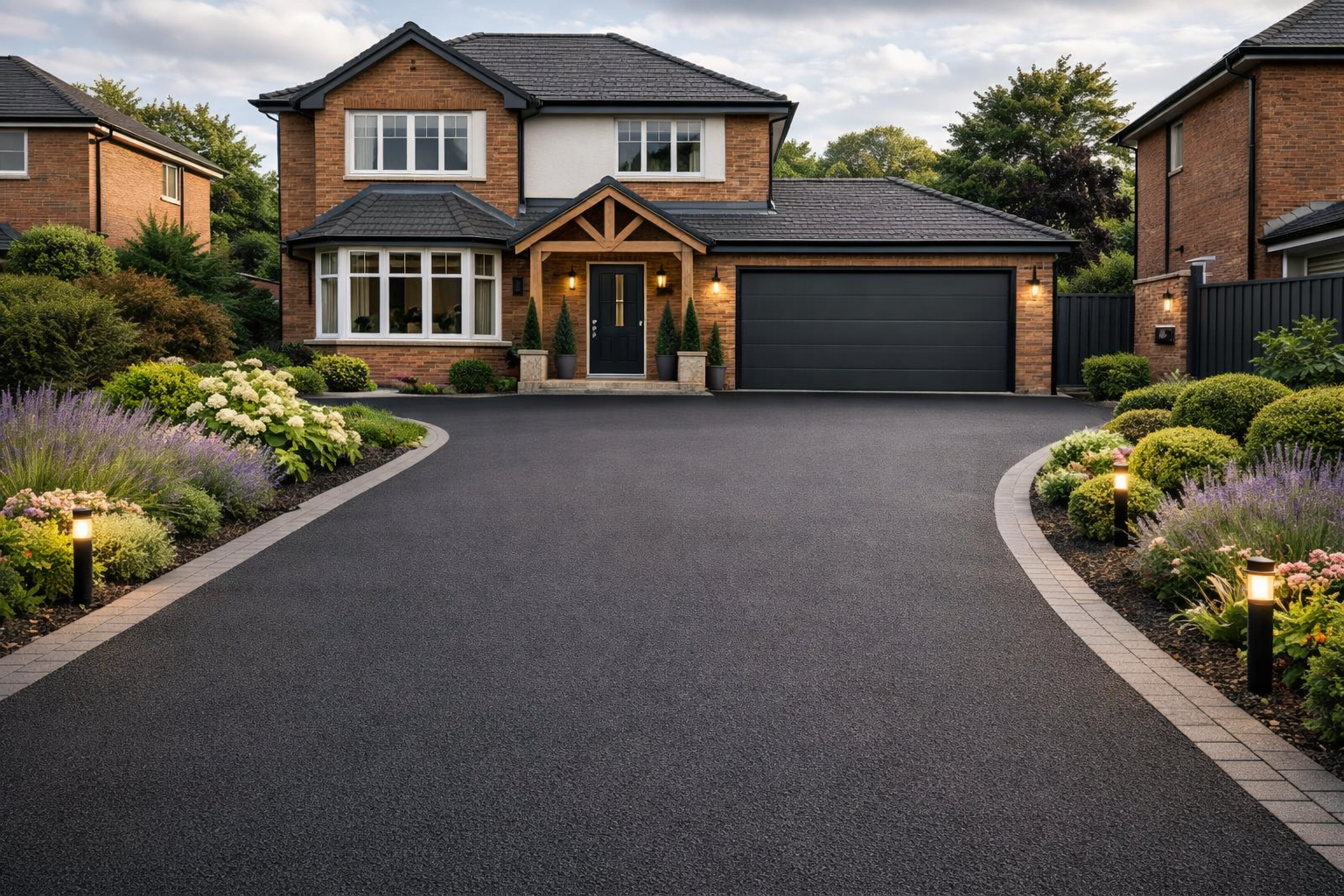 Resurfaced tarmac driveway smooth and renewed