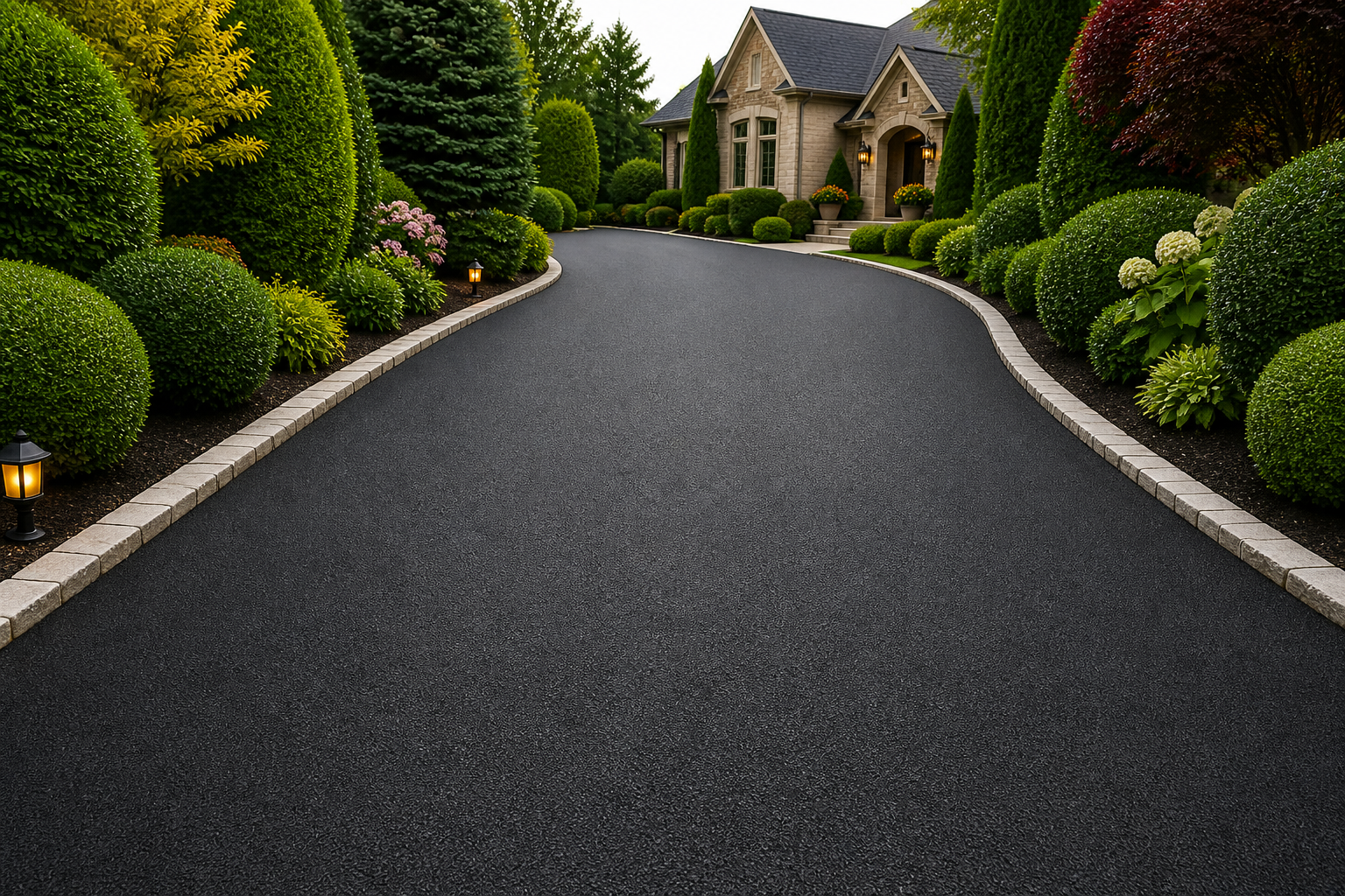 Resurfaced tarmac driveway smooth and renewed