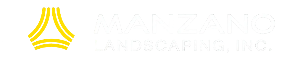 Mazasio Landscaping, Inc. logo with yellow stylized emblem and light gray text on white background