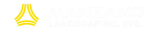 Mazasio Landscaping, Inc. logo with yellow stylized emblem and light gray text on white background