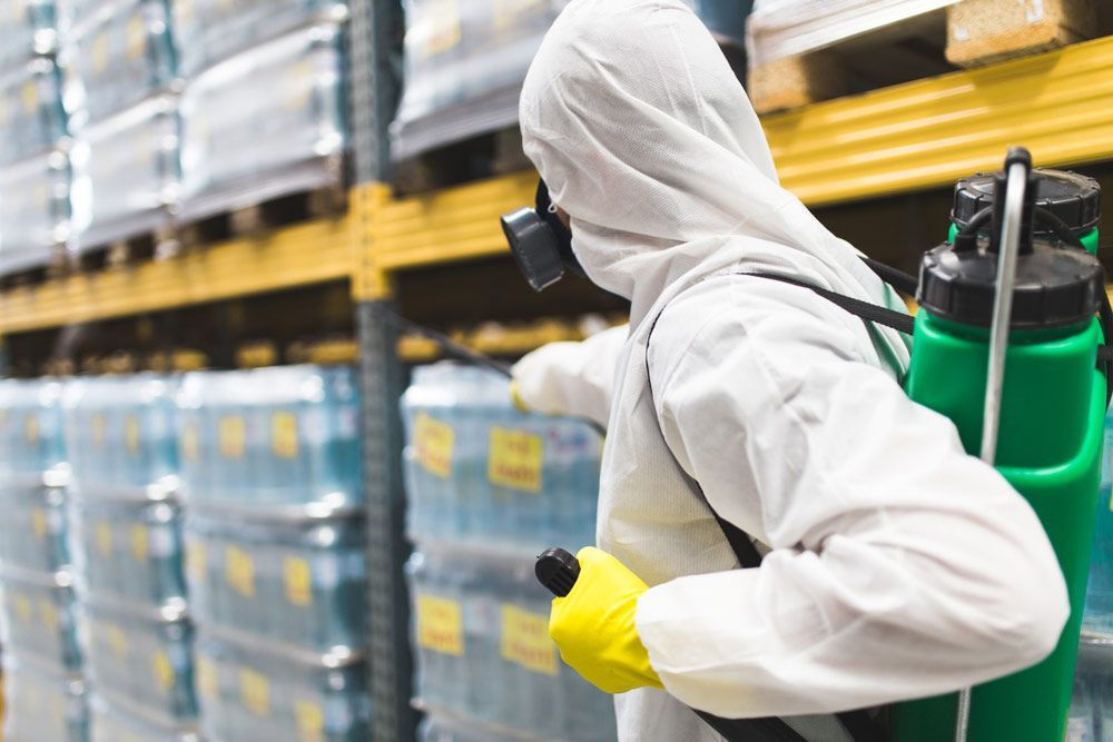 Pest Control Worker Hand Holding Sprayer In Manufacturing — McCarron’s Pest Control in Yamba NSW