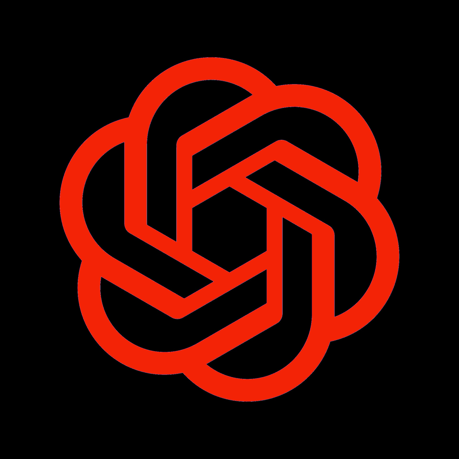 a red and black symbol on a black background