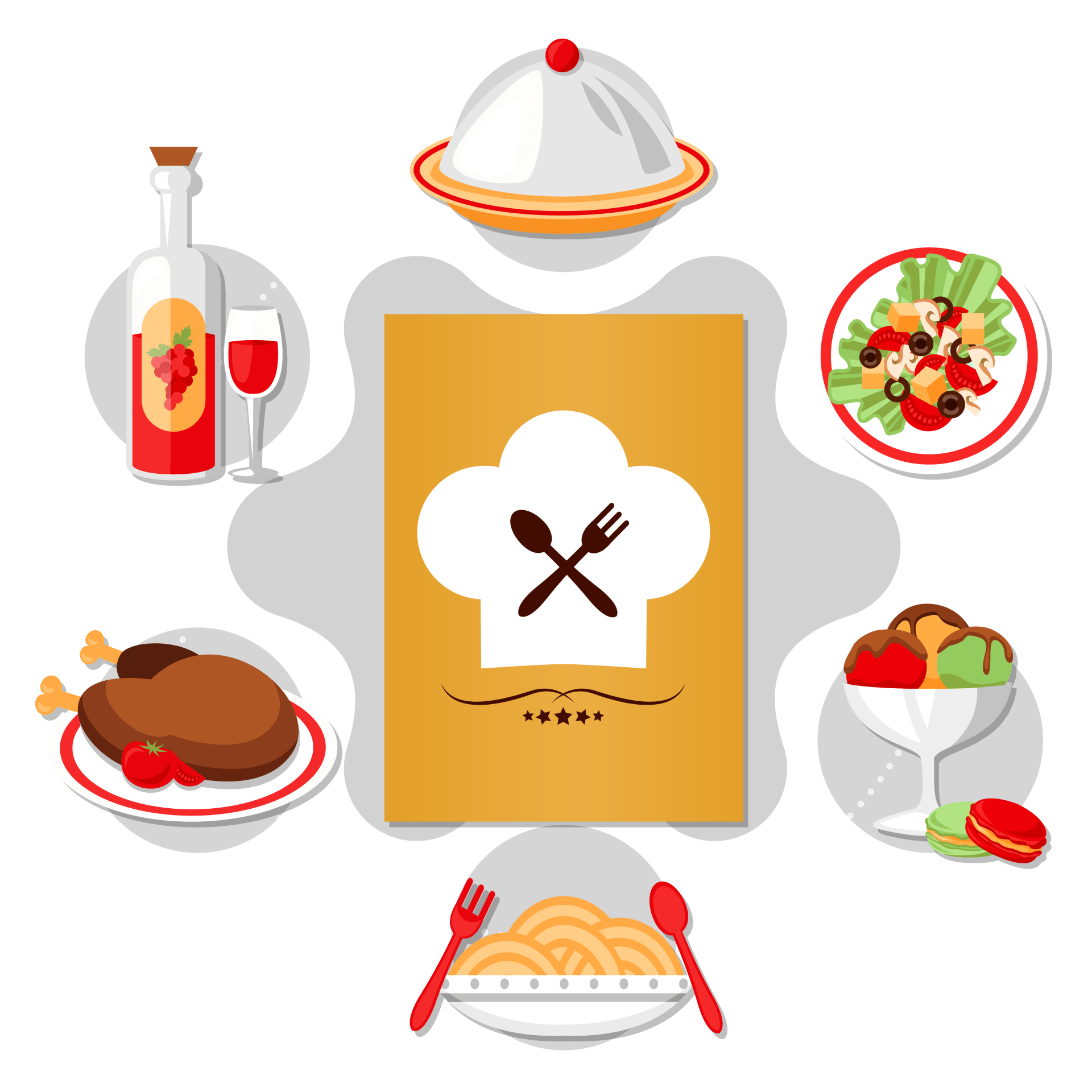 animated images of food around a restaurant menu