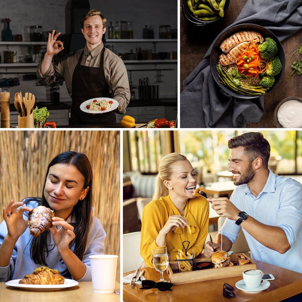 People sitting together enjoying their meals, smiling and socializing in a warm, friendly atmosphere People sitting together enjoying their meals, smiling and socializing in a warm, friendly atmosphere