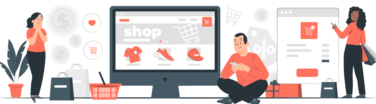 Image of a 3 persons showing the online selling platform