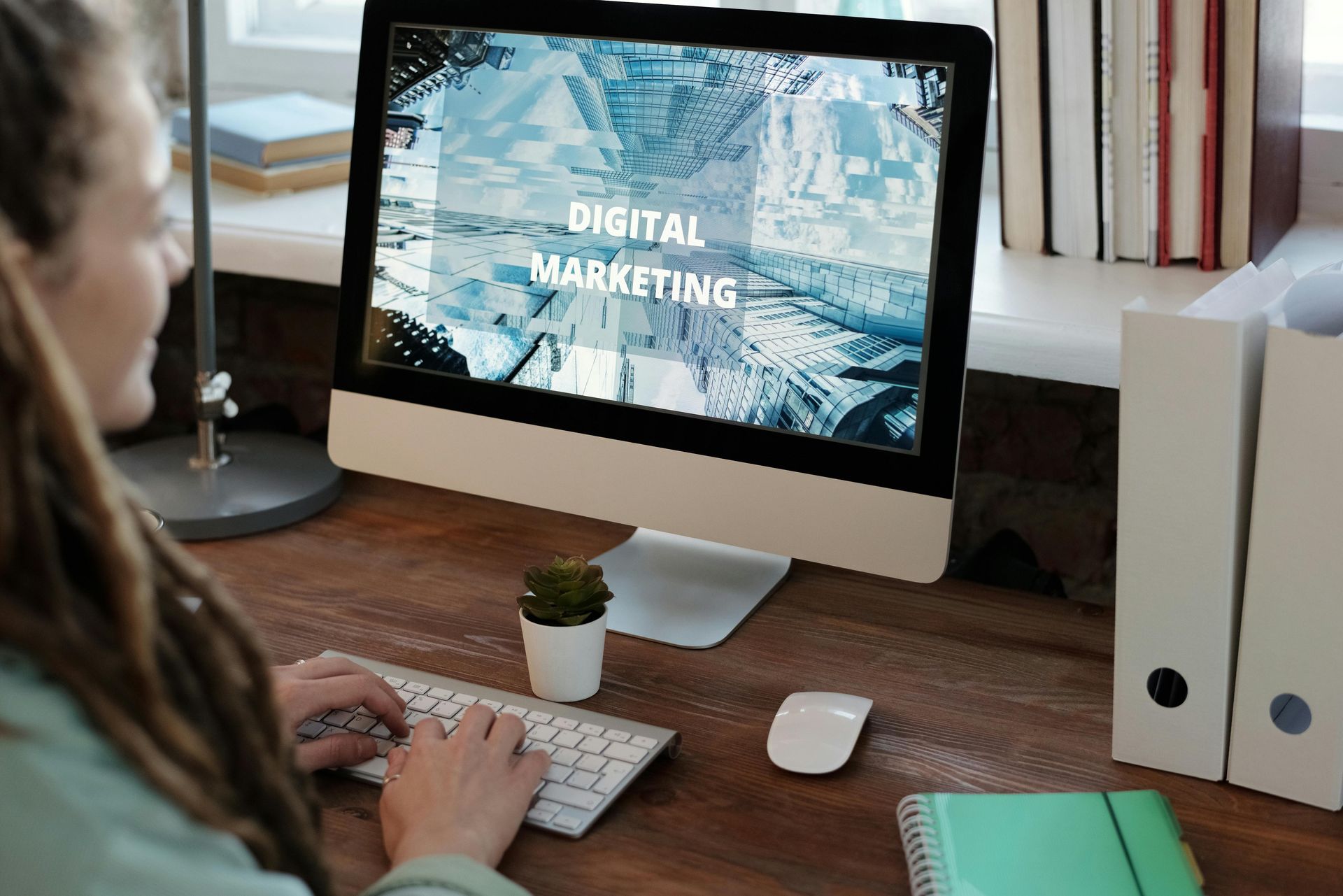 professional working on a computer about digital marketing professional working on a computer about digital marketing