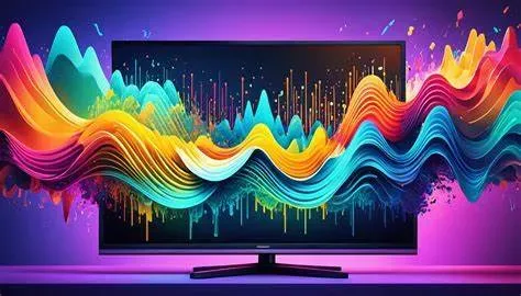 artwork of a computer monitor displaying colorful waves
