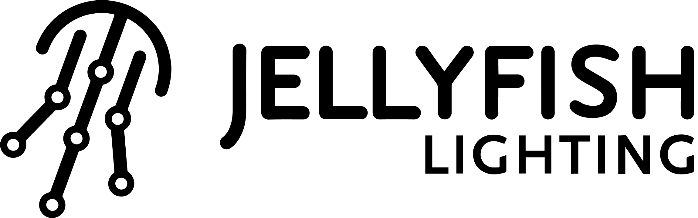 A black and white logo for jellyfish lighting