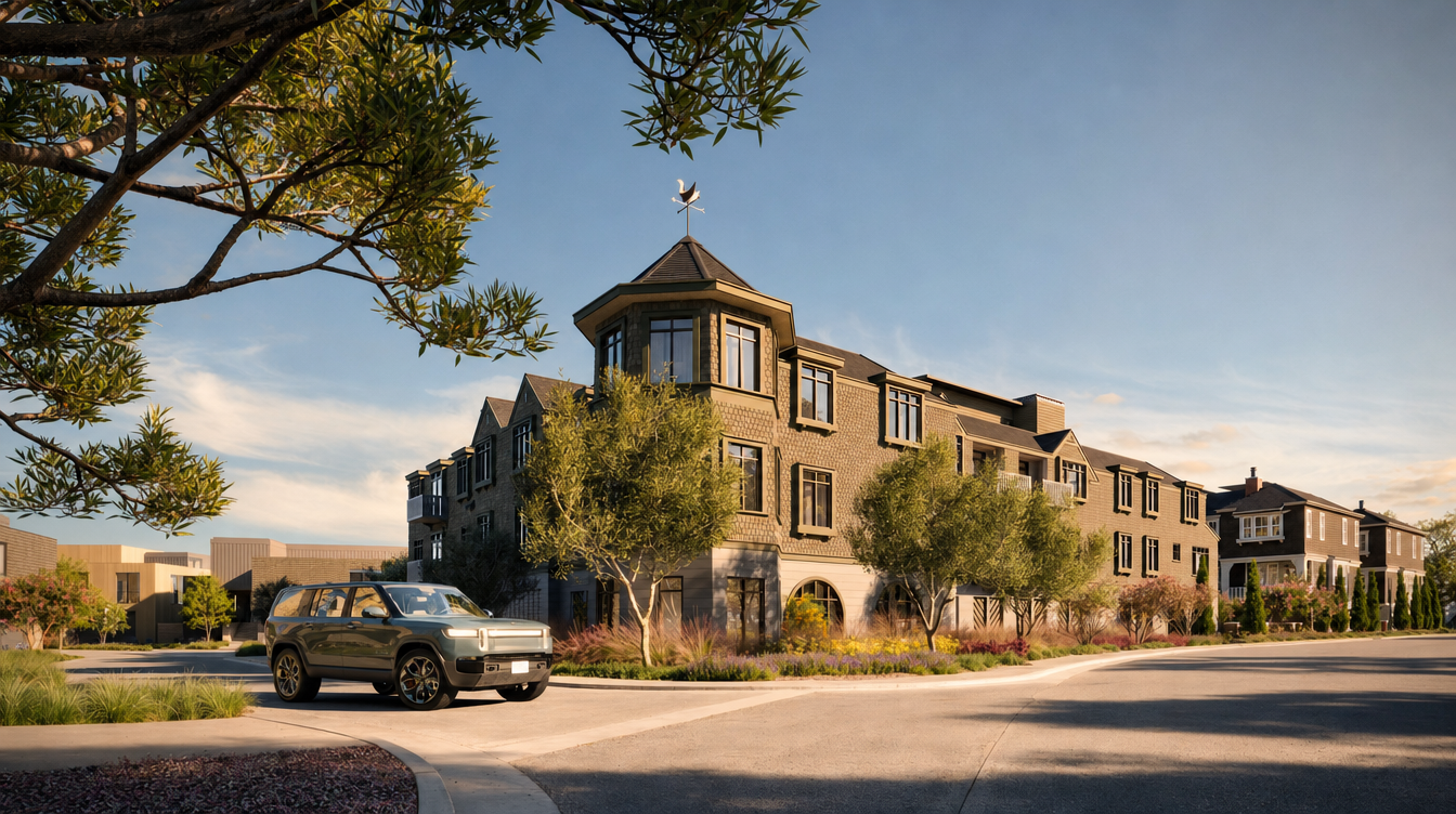 Mallard Pointe residence with vehicle in the driveway at dusk
