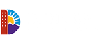 Stylized red, blue, yellow, and purple letter D logo on a white background