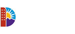 Stylized red, blue, yellow, and purple letter D logo on a white background