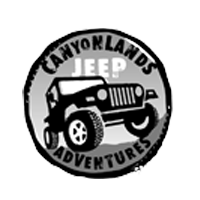 Canyonlands Jeep Adventures logo with a black jeep and bold circular text