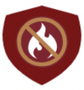 A red shield with a no fire icon on it.