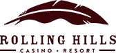 The logo for rolling hills casino resort has a feather on it.