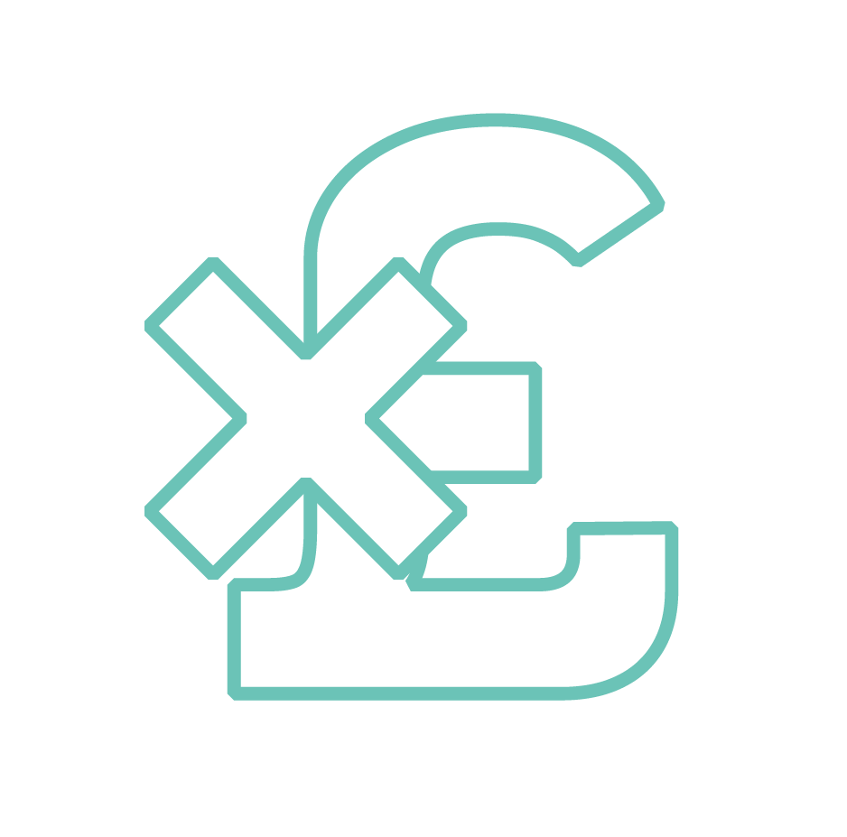A line drawing of a pound sign with an x on it.